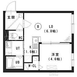 ペシェ澄川 1LDKの間取図画像