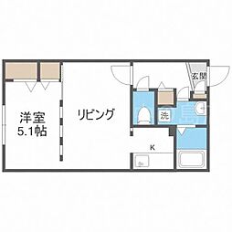 ファインブルーム学園前 1DKの間取図画像
