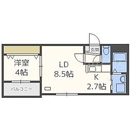 クレアーレ・ルーチェ 1LDKの間取図画像
