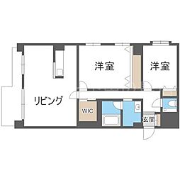 クリオ中の島壱番館 2LDKの間取図画像