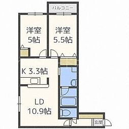 シティレジデンス豊平 2LDKの間取図画像