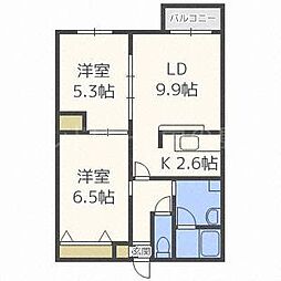 シティレジデンス豊平 2LDKの間取図画像