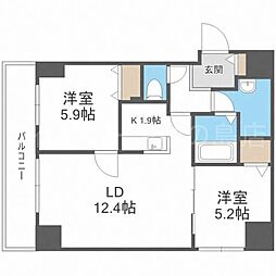 ブランシャールALAIN中島公園 2LDKの間取図画像