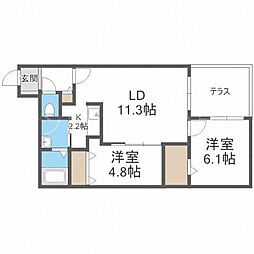 ブランシャールコトニステーション 2LDKの間取図画像