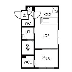セントニア中島公園 1LDKの間取図画像