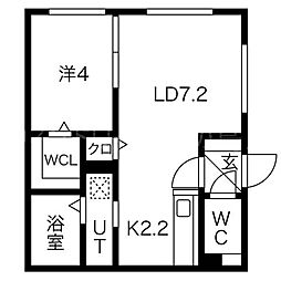 ウインドヒルズ豊平公園 1LDKの間取図画像