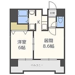 エムズ中の島 1LDKの間取図画像