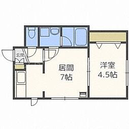 マープル平岸 1LDKの間取図画像