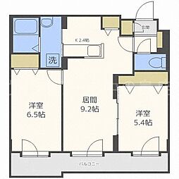 平岸リバーサイド 2LDKの間取図画像