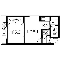 シティレジデンス南6条 1LDKの間取図画像