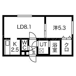ジュネパレス札幌 1LDKの間取図画像