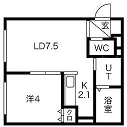 AURA 1LDKの間取図画像