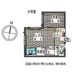 エルキューブ学園前 1LDKの間取図画像