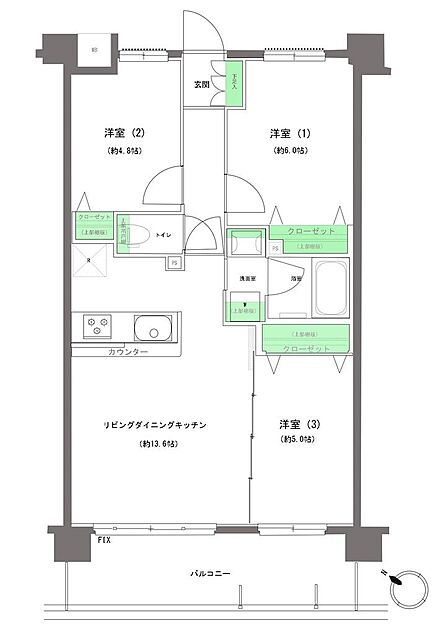 ■ 可動式間仕切りを開放すると大型2LDKにもなるフレキシブルプラン