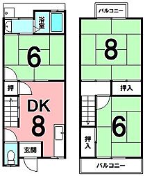 深草町通町　中古戸建 3DKの間取り