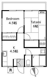 第一みつる荘 2Kの間取図画像
