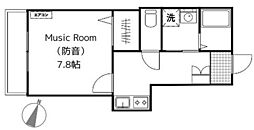 コンチェルト 1Kの間取図画像