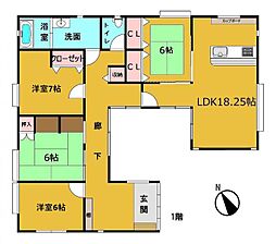 水戸市酒門町3007-14　平屋再生住宅 4LDKの間取り