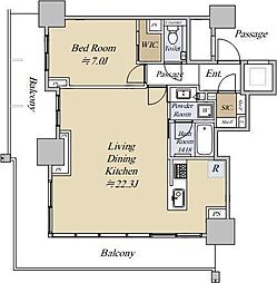 ベイシティタワーズ神戸EAST 13階1LDKの間取り