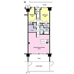 サンクレイドル四街道弐番館 2SLDKの間取図画像