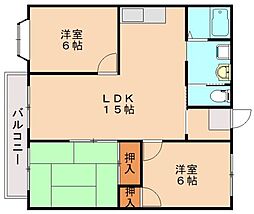 JR筑豊本線 新飯塚駅 徒歩27分の賃貸アパート 1階3LDKの間取り