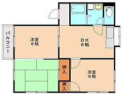 コーポ田園A 3DKの間取図画像