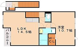 JR筑豊本線 天道駅 徒歩28分の賃貸アパート 2階1LDKの間取り