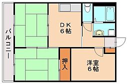 第1二葉コーポ 3DKの間取図画像