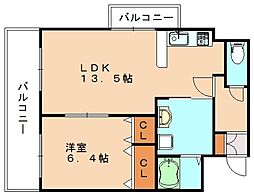 JR筑豊本線 新飯塚駅 徒歩33分の賃貸マンション 4階1LDKの間取り