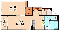 JR筑豊本線 新飯塚駅 5.4kmの賃貸アパート 1階1LDKの間取り