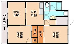 プライマリー新飯塚 7階3DKの間取り