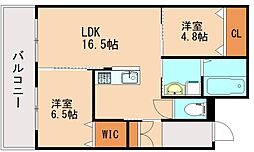 リバーサイド・aiII 4階2LDKの間取り