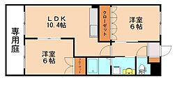 JR筑豊本線 飯塚駅 5kmの賃貸アパート 1階2LDKの間取り