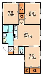 グリーンヒルズ 1階3LDKの間取り