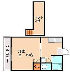 JR筑豊本線 新飯塚駅 徒歩28分の賃貸アパート 2階1Kの間取り
