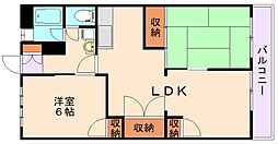 JR筑豊本線 新飯塚駅 徒歩12分の賃貸マンション 2階2LDKの間取り