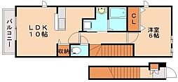 フェイバーローレル 2階1LDKの間取り