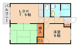 ケイエムコート庄内 1階2DKの間取り