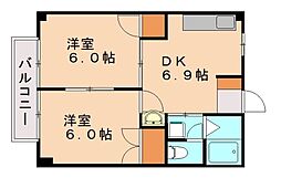 コーポエデウス2 2DKの間取図画像