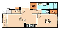 サンベルズ・アネックス 1LDKの間取図画像