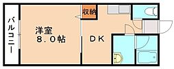 ライフステージ川津B 1DKの間取図画像