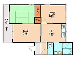 エスワンハイツA 3DKの間取図画像