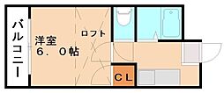 モーリックス立岩 1Kの間取図画像