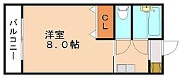 FLAT3松本 1Kの間取図画像