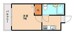フラット8仲江 1Kの間取図画像