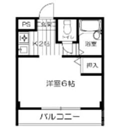 阪急京都本線 正雀駅 徒歩3分の賃貸マンション 2階1Kの間取り