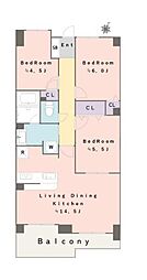 グリーンコーポ西川口 3LDKの間取り