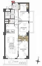 草加松原ハイツB 3LDKの間取図画像
