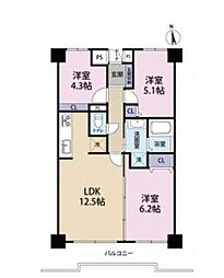 ストーク草加一番館 3LDKの間取図画像