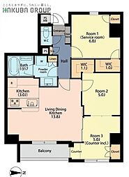 クレール松原 3LDKの間取図画像